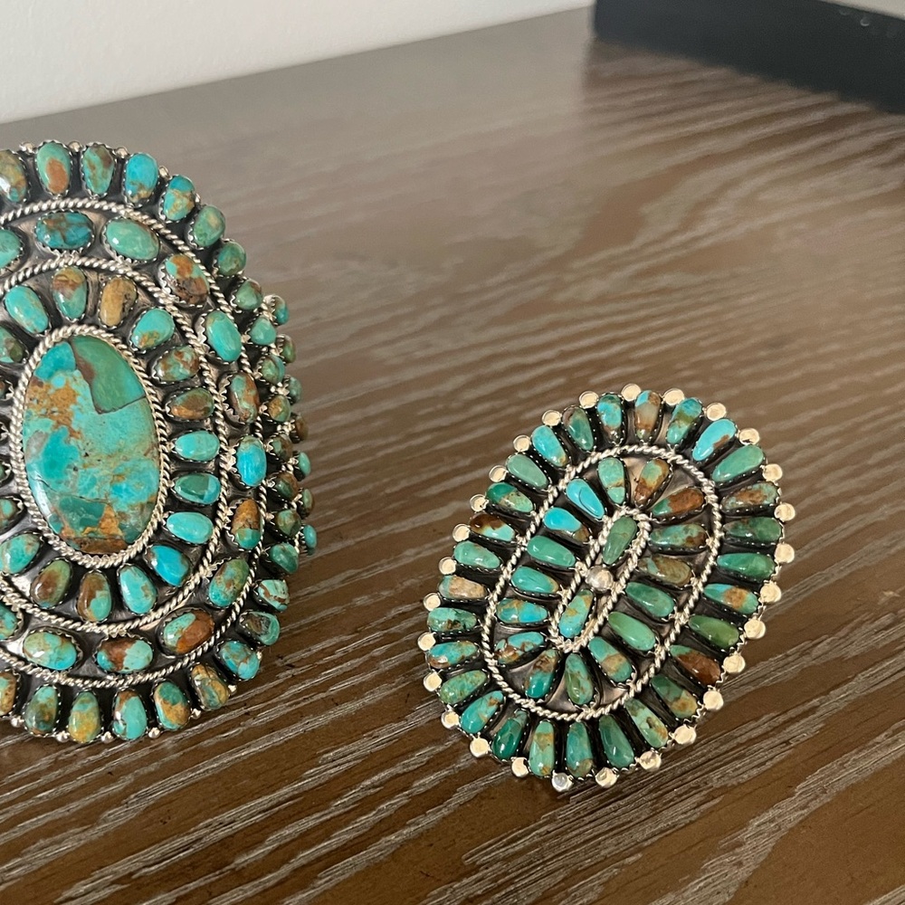 Turquoise And Silver Statement Ring - image 4